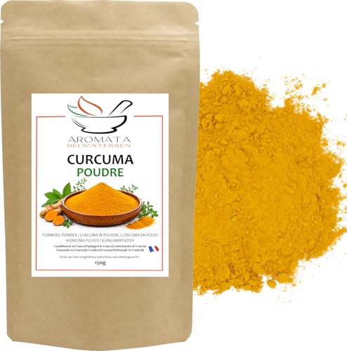 AROMATA - Cúrcuma en polvo - 100% Natural - Origen India - 150gr - Finamente molida