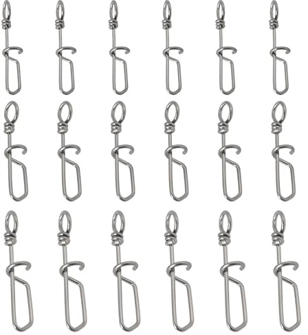 OTOTEC 45pcs Clips de Leurre à Changement Rapide Twist Lock 18,5 Mm 19,5 Mm 23 Mm Mousqueton de Pêche 10 Kg 15 Kg 20 Kg Liens de Pêche Au Leurre en Acier Inoxydable