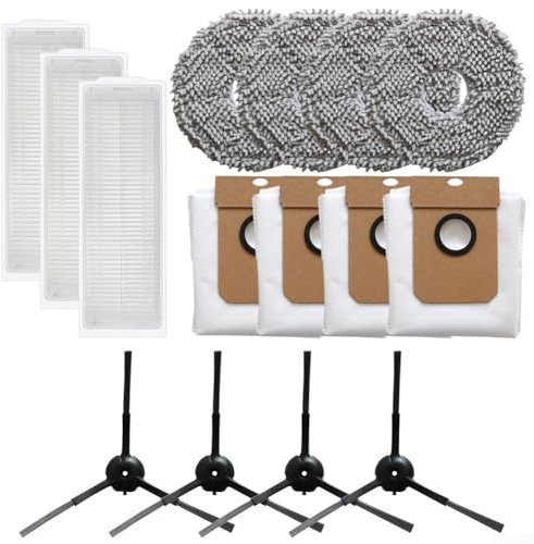 Lot de 15 pièces de rechange pour aspirateurs robots Conga 13090 Spin Revol Home / 13090 Spin Revol Home&Wash - Comprend 3 filtres HEPA, 4 chiffons de serpillères, 4 sacs à poussière, 4 brosses