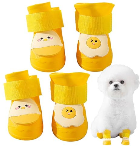 Wasserfeste Hundestiefel,Hundeschneestiefel - 4 Stück Hundestiefel aus Silikon für Regen und Schnee - rutschfeste, niedliche Hundestiefel und Pfotenschutz in -Form für heiße Straßen