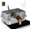 Suhaco Stainless Steel Litter Box With Lid High Sided Cat Litter Tray Top Entry Cat Litter Box for Medium Cats (Grey M)