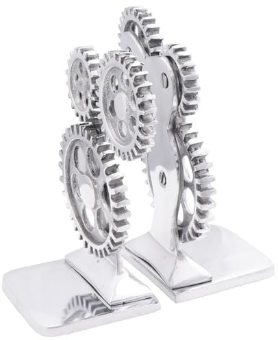 vidaXL Buchstützen 2 pcs Silber 10 x 10 x 22 cm Aluminium, Wohnzimmer, dekorative Buchstützen, moderne Regal-Deko, coole Wohnakzente, schicke Bibliotheks-Accessoires