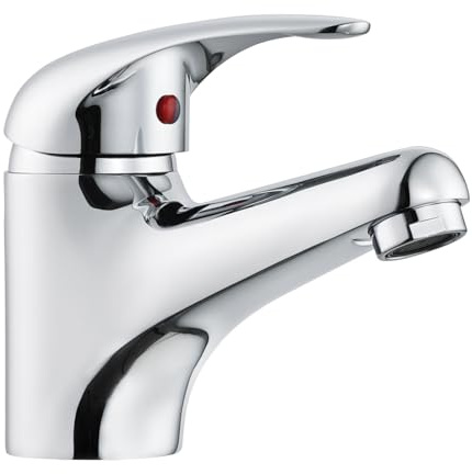 Tayqwiheva Waschtischarmatur Badarmatur Einhand-Waschtischbatterie, Wasserhahn Bad Mischbatterie für Badezimmer Gäste WC Waschbecken, Modern Design, Chrom