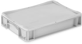Aufbewahrungsbox mit Deckel | stabile Eurobox in 32 Ausführungen | Behälter für Garten, Haushalt, Lager oder Werkstatt – mit aufliegendem Deckel (Geschlossen - ohne Handgriff, 40x30x8,3 cm)