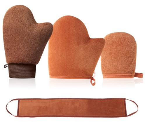 4 Piezas Guante Autobronceador Corporal, Manopla Autobronceador Guante, Aplicador Autobronceador Guantes, Guantes de Bronceado Reutilizables