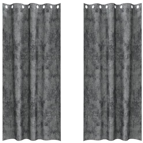 vidaXL Samtvorhänge mit Vorhängen 2 pcs Grau 260 x 140 cm Samt, Wohnzimmer, Moderne Samtvorhänge, langlebige Wärmedämmung, leicht, schick und effektiv lichtundurchlässig