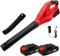 Soffiatore di Foglie 21V, Soffiatore a Foglie con 2× Batteria, 800W, 2 Modalità di Velocità, Soffiatore Batteria San Filo 210 km/h, per Giardino, Spolverare e Soffiaggio di Neve (Rosso 2× Batterie)