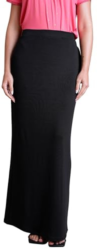 Enorsia Womens Jersey Maxi Skirt Comfort Fit with Side Pockets Back Slit and Stitched Detailing Soft Stretch Fabric Flowy Everyday Casual Long Skirt for Versatile Styling Perfect Womens Skirts