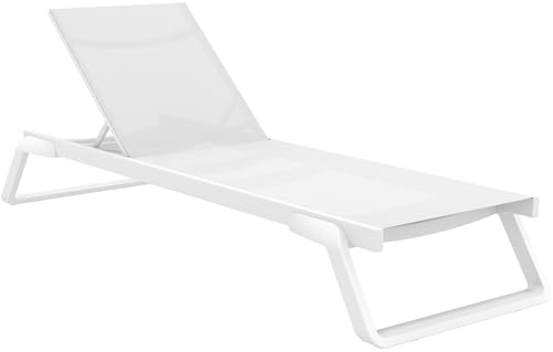 CLP Sonnenliege Tropic stilvolle Gartenliege aus GFK mit Rollen und Verstellbarer Rückenlehne wetterfest für Terrasse und Garten Farbe weiß