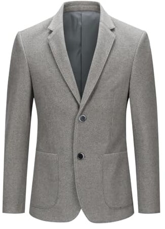YOUTHUP kavaj herr ull jacka 2 knappar slim fit sportig kavaj vinter tweed blazer, GRÅ, M