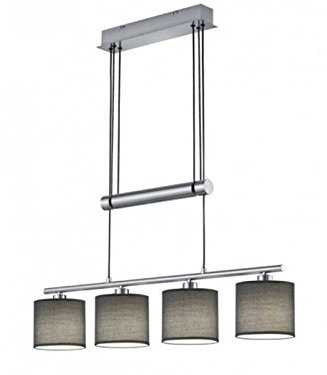Lámpara de techo con 4 luces LED de altura regulable, con pantallas de tela en color gris – Lámpara de techo moderna