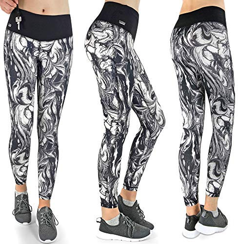 Formbelt Damen lauftights lang mit Taschen - Sport Leggins high Waist Lauftights Sporthose für Damen Smartphone Handy (Cream XS)
