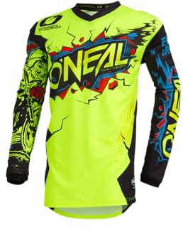 O'NEAL | Motocross-Trikot | Enduro Motorrad | Passform für Maximale Bewegungsfreiheit, Eingenähter Ellbogenschutz, Atmungsaktiv | Element Jersey Villain | Erwachsene | Neon-Gelb | Größe S