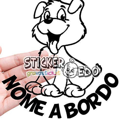 Stickeredo® CANE A BORDO. ADESIVO PER AUTO CON IL NOME DEL CANE