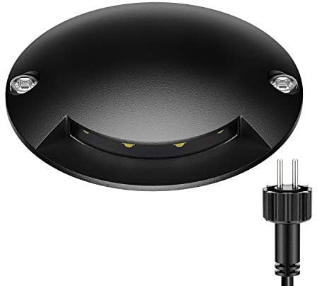 ledscom.de LED Bodenleuchte, Wegmarkierung BUNDA für außen, IP67, schwarz, rund, 70mm Ø, kaltweiß