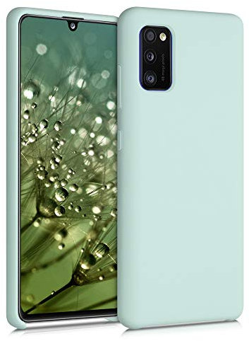 kwmobile Hülle kompatibel mit Samsung Galaxy A41 Hülle - Silikon Handy Case - Handyhülle weiche Oberfläche - kabelloses Laden - Cool Mint