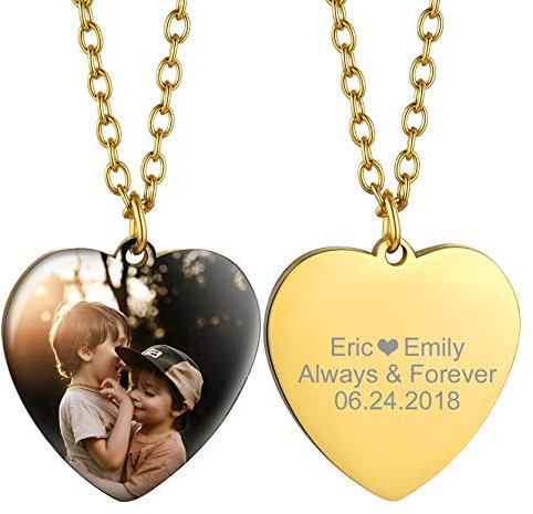 GoldChic JEWELRY Cadena Personalizada de Foto Nombre Texto Collar de Color Oro