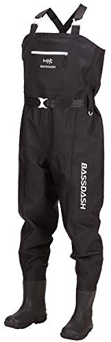 Bassdash Trampolieri da Pesca 3D ad altissima Resistenza Trampolieri da Caccia da Pesca in PVC in Nylon Scozzese Nero per Uomo