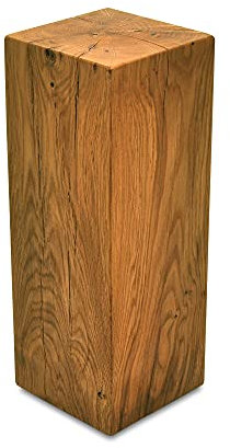 ms factory Holzblock Eiche Massiv - Handgefertigter Holzklotz - Rustikale Holzsäule - Beistelltisch Hocker Dekosäule - 20 x 20 x 50 cm