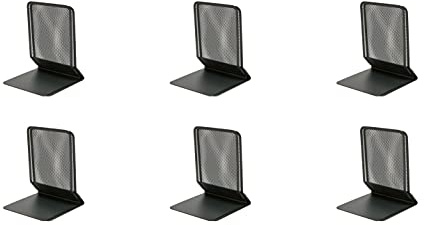 OSCO Wiremesh Bookends, Heavy Duty Metal Mesh Book Supports for Shelves, Bookcases & Desks, Non-Slip Base, Ideal for Home, Office, School or Library Use, 6 Pair (12 Pieces) – Graphite