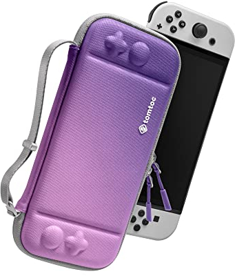 tomtoc Slim Tasche Case für Nintendo Switch / Switch OLED Modell, Ultra-dünn, Schlank, Leicht Hartschalen, Rundumschutz Tragetasche für Switch Konsole und 10 Spiele, Eva Hard Schutzhülle