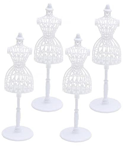 Bemvp Dress Mannequin 4pcs Small Plastic Dress Display Model Miniature Hollow Out Kleiderständer Halter für Puppen
