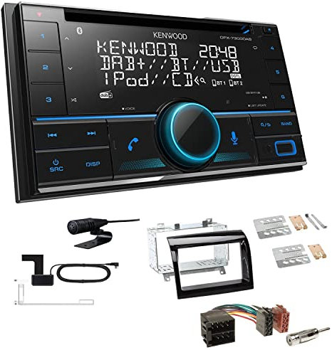 Kenwood DPX-7300DAB 2-DIN Autoradio mit Bluetooth Digitalradio DAB+ USB CD passend für FIAT Ducato 2011-2015 Klavierlack schwarz ISO