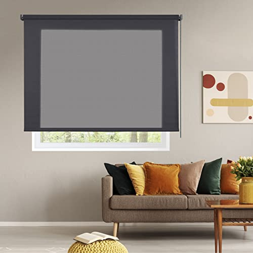 STORESDECO Lichtrollo Plus, Premium-Rollo mit Metallic-Finish. Modernes, dekoratives Rollo in Textiloptik für Fenster und Türen bis 200 cm! | Deco Grau, 140 cm x 180 cm
