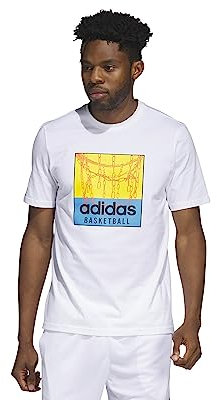adidas Herren Chain Net Basketball Graphic Tee, White, S