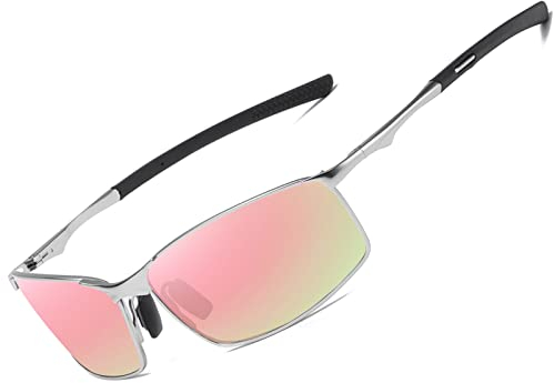 LEDING&BEST Lunettes de soleil Pilote polarisées hommes femmes Extérieur Léger Cadre métallique Pêche Golf Conduite Élégant Rétro lunettes Anti-Reflets Cat 3 CE