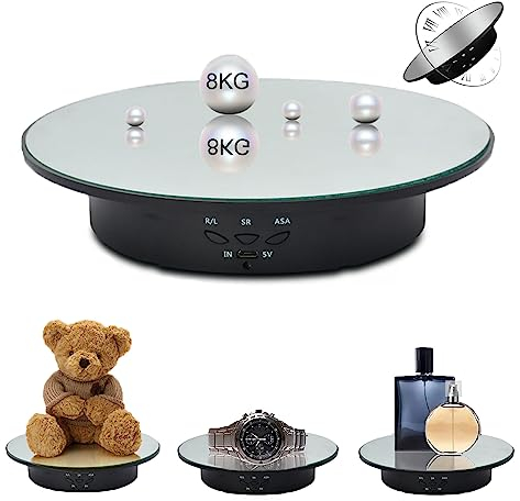 zalati Rotating Display Stand Motor-driven Turntable 360° Electric Show Pedestals with Mirror Coating for Action Figures, Photography, Jewelry and Unboxing