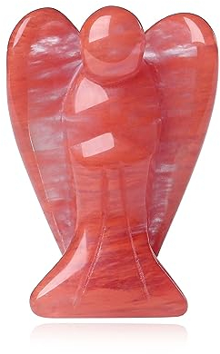 QINJIEJIE Wassermelonen Turmalin Engel Figur Kristalle Natürliche Edelsteine Wächter Kristalle Angel Schutzengel Statue Reiki Engel Handschmeichler Angel Deko Geschenke