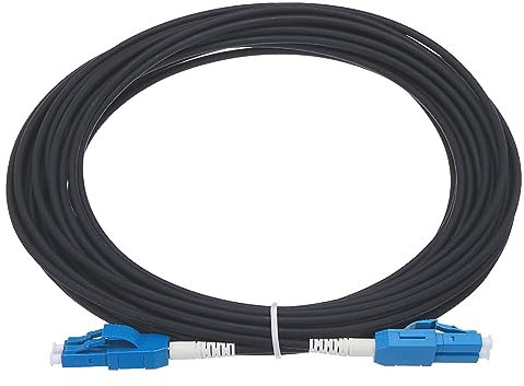 sourcing map 1Pcs 32.8Ft Single Mode Uniboot Duplex OS2 Armored Fiber Optic Patch Cable LSZH LC/UPC-LC/UPC Jumper Optical Black for Fiber Optic LAN Networks