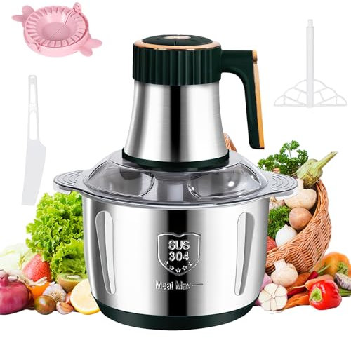 Hachoir électrique, avec 6 lames et un bol de 5 litres en acier inoxydable, mixeur électrique de 500 watts avec 5 vitesses pour les fruits, les légumes, la viande, etc. (A)