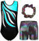 FINGER TEN Gymnastikanzug Mädchen Kurzarm Langarm Kinder Ballettanzug Gymnastik Training Gymnastikbody Trikotanzug Tanz Kleid (Türkis, Tag 12A (11-12 Jahre))