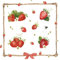 20 Servietten Essen & Trinken Erdbeeren im Rahmen als Tischdeko. Papierservietten mit Motiv. Auch für Decoupage und Serviettentechnik 33x33cm