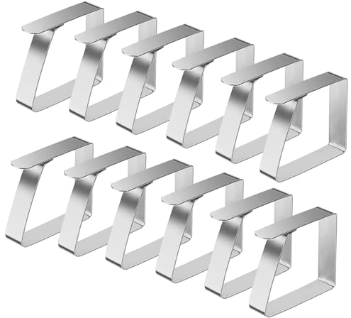 Emwel Tischdeckenklammer- 12 Stück Tischtuchklammern Edelstahl Verstärkte Outdoor-Tischdeckenklammer Tischdecke Clips Tischklammern für Haus Wiedervereinigung Hochzeit und Festival Party Tischplatten