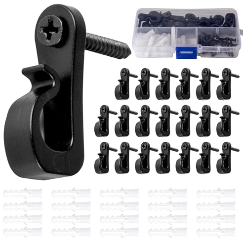 Guolich Paquete de 20 Ganchos para Colgar luces,Ganchos de macetas para Colgar, Soporte para Macetas,Colgadores Pared,para Colgar luces de Navidad y luces de Cadena,Campanillas de,Negro