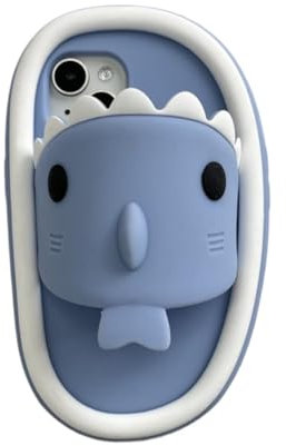 CrazyLemon Silikonhülle für iPhone 13 / iPhone 14 / iPhone 15, Süßes 3D Hausschuhe Design Lustiges Cartoon Muster Weiches Gummi Coole Witzige Schutzhülle Handyhülle - Hai