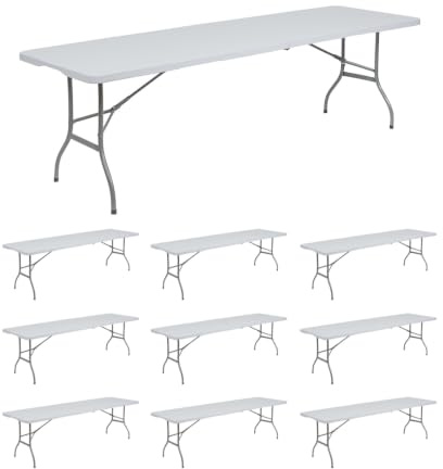 THINIA HOME MegaPack 10 Klapptische, tragbar, Kunstharz, 240 cm, Weiß
