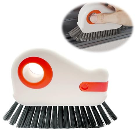 XQMMGO Brosse de nettoyage de rainures 2 en 1, multifonction, brosse à poils durs et grattoir caché, pour rebord de fenêtre (orange)