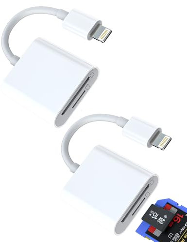 Lightning-Micro-SD-Kartenleser (2er-Pack) Digitalkamera, SD-TF-Speicher, 2-in-1, Dual-Slot für iPhone 14 Pro Max, Adapter für iPad-Übertragung, kompakt, für Apple, MFi-zertifizierter externer