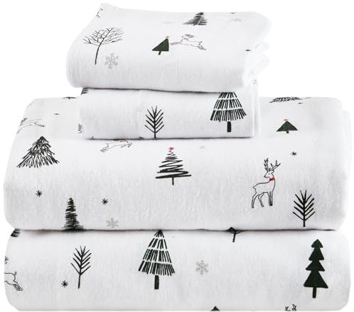 Comfort Spaces 100% Baumwoll-Flanell-Bettwäsche-Set für Doppelbetten XL, ultraweiches, gemütliches Flanell-Bettwäsche-Set mit 30,5 cm elastischer Tasche, passend für bis zu 35,6 cm Matratze, Warmer