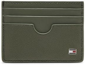 Tommy Hilfiger Men’s Flag Card Holder with Logo, Green (Battle Green), One Size