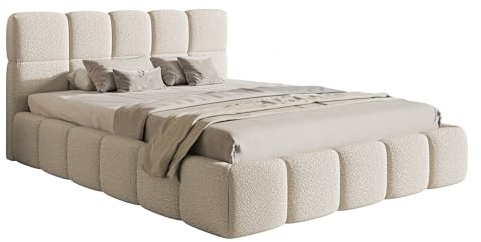 Selsey Bett Polsterbett 160 x 200 cm Boucle Gewebe Reißfest Cloudy Hellbeige