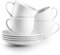 IBILI - Juego de 4 Tazas de 310 ml con Platillos Castilla Blanca, Porcelana