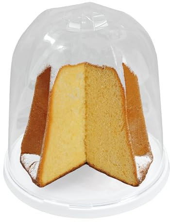 Porta Panettone - Porta Pandoro - Contenitore in Plastica con Coperchio Trasparente - Campana Alta - Colore Base Bianco - Misure Diametro 27 cm Altezza 26 cm - Made in Italy