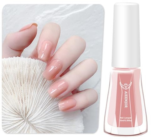Aieenjor Nagellack Nude, 10ml Glänzend Schnelltrocknender Langanhaltender, Nagellack für DIY Nail Art Maniküre Beige