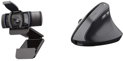Logitech C920s HD Pro & Trust Yuno Souris Ergonomique sans Fil,