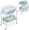 LIFEZEAL Mesa Cambiadora con Baño, Combinación 2 en 1 con Ruedas, Estante Abierto, Baño para Bebé con Soporte, Carga Máxima 35 kg (Azul)